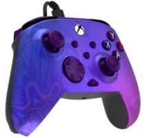 בקר משחק חוטי Turtle Beach Rematch Advanced Wired Purple Fade – מבט עליון על הבקר הסגול והכבל.