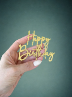 טופר אקריל זהב happy birthday