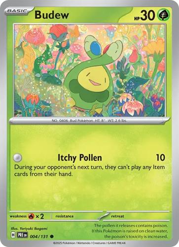 קלף בודד single פוקימון - budew - Prismatic Evolutions - 004/131