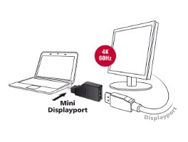 מתאם לבן Delock Mini DisplayPort 1.2 male To DisplayPort 1.2 female 90° turned