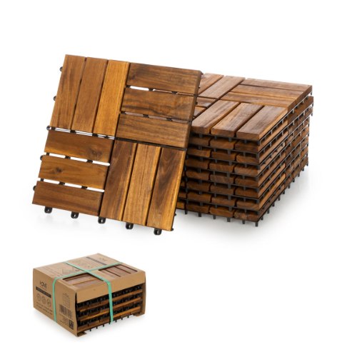 מארז 9 יח' אריחי דק 30*30 ס"מ 12 משולבים עץ Acacia חום בהיר