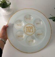 צלחת פסח מזכוכית עם הדפסה 35 ס"מ