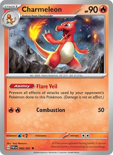 קלף בודד single פוקימון - charmeleon - Paldean Fates - 008/091