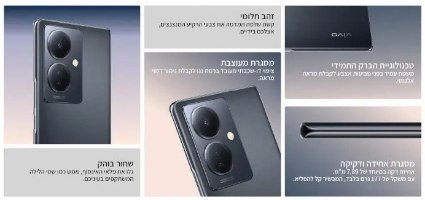 סמארטפון VIVO V29 Lite 5G 8GB+256GB שחור בוהק – מבטים מקרוב של גב המכשיר מודול המצלמה והפרופיל הדק