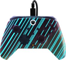 בקר משחק חוטי Turtle Beach Rematch Advanced Wired Cotton Candy – מבט חזיתי על הבקר עם פסים כחולים