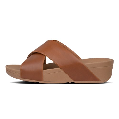 לולו קרוס סלייד עור חום פיטפלופ FITFLOP