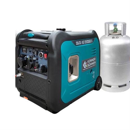 גנרטור מושתק אינוורטר מנוע בנזין משולב גז 5500W חד פאזי מבית K&S BASIC גרמניה