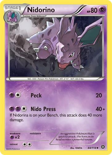 קלף בודד single פוקימון - nidorino - Steam Siege - 44/114