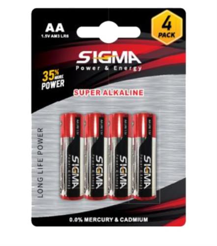 מארז 4 סוללות סיגמה Sigma Super Alkaline AA LR6