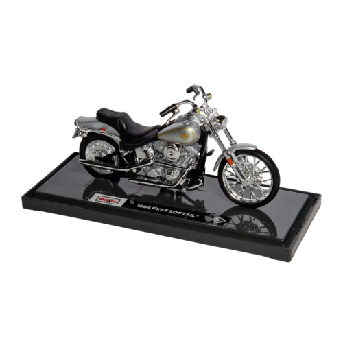 דגם אופנוע הארלי דוידסון - Maisto 1:18 HARLEY-DAVIDSON 1984 FXST Softail Silver Motorcycle