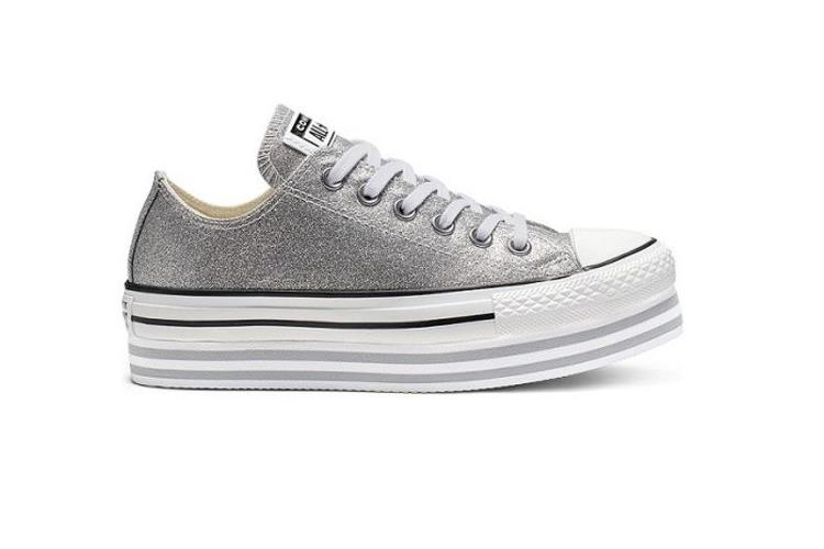 פלטפורמה- נצנצים כסוף Converse Lift Chuck Ox