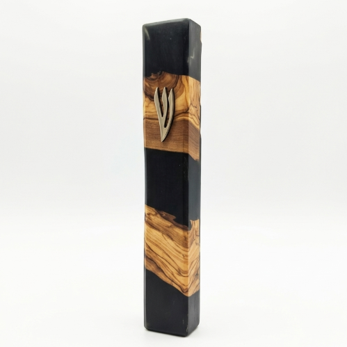 Mezuzá Diseño Industrial 20cm: Negro Opaco y Madera