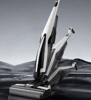 שואב שוטף אלחוטי Deerma VX100 – שתי יחידות לבנות ושחורות עומדת ומוטה על רקע כהה