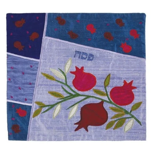 כיסוי מצה אפליקציה רימונים כחול