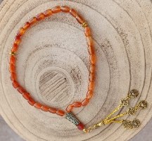 עותק של מסבחה-שרשרת מעוצבת מאבני אגאט טבעיות בגווני חמרה ושמש - חדש אובאלי