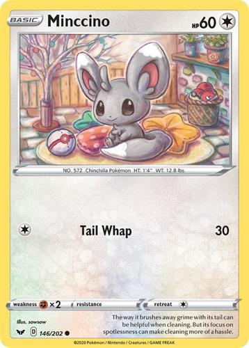 קלף בודד single פוקימון - minccino - Sword & Shield - 146/202