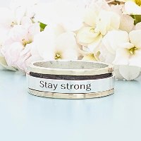 טבעת כסף בשילוב זהב צהוב  חריטה  Stay Strong חישוק פנימי מסתובב.