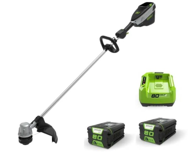 חרמש נטען + 2 סוללות 2 אמפר ומטען מהיר GREENWORKS 80V PRO 99763