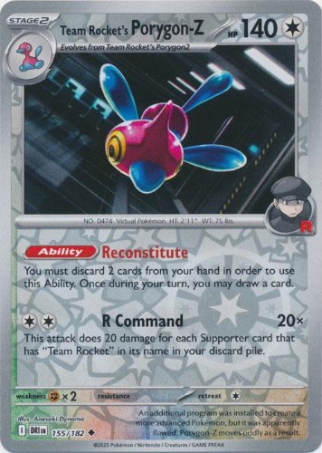 קלף בודד single פוקימון - team rocket's porygon - z - Destined Rivals - 155/182