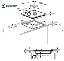 כיריים גז 60 ס"מ 4 להבות דגם KGG6437K אלקטרולוקס Electrolux זכוכית שחורה