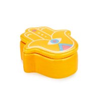נר בקופסת קרמיקה חמסה צבעונית Lucky Hand – צהוב - מארז לא מושלם