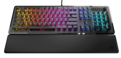 מקלדת גיימינג מכנית מוארת צבע שחור Turtle Beach Vulcan II Red-S – עם מקשים מוארים בצבעי RGB שונים ומנוחת כף יד שחורה