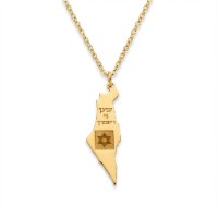 שרשרת תנך לגבר מפת ישראל מזהב מיקרוני