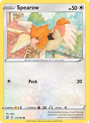קלף בודד single פוקימון - spearow - Battle Styles - 111/163