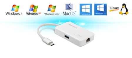 מתאם כרטיס רשת מהיר Edimax EU-4308 - USB-C to 3-Port USB 3.0 Gigabit Ethernet Hub