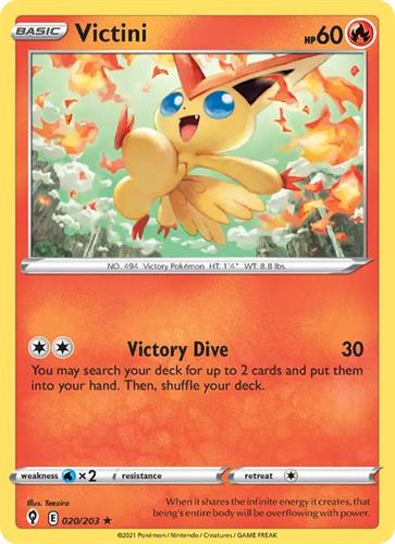 קלף בודד single פוקימון - victini - Evolving Skies - 020/203