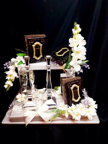 זוג פמוטים מכסף טהור -בעיצוב פרחים-בלו הוריזונטה