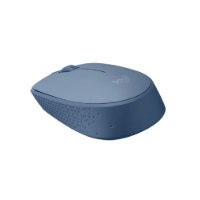 עכבר אלחוטי כחול/אפור Logitech M171 Retail – דגם אלחוטי כחול עם כפתורים וגלגלת בזווית על רקע לבן
