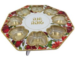 סטנד קרטון+ 8 צלוחיות בצורת תפוח שנה טובה רימונים