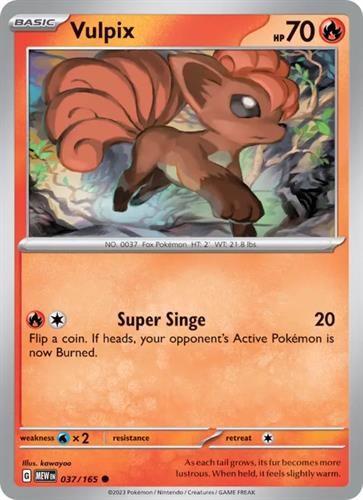 קלף בודד single פוקימון - vulpix - 151 - 037/165