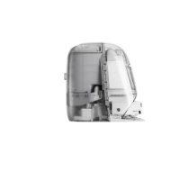שואב אבק רובוטי DJI ROMO P – מבט צדדי שקוף של יחידת העגינה ורכיביה הפנימיים על רקע לבן