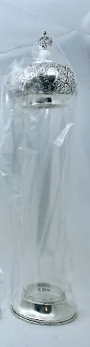 בית מגילה לפורים  טבול בכסף - ריקוע R מודרני- גודל מגילה 30 ס"מ