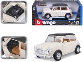 דגם מכונית מיני קופר לבנה 1:18 1969 Bburago Mini Cooper