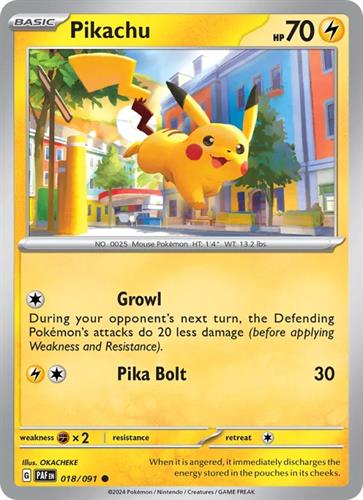 קלף בודד single פוקימון - pikachu - Paldean Fates - 018/091