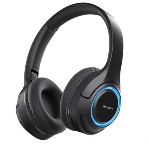 אוזניות קשת אלחוטיות מתקפלות Wesdar עם תאורת RGB – צבע שחור