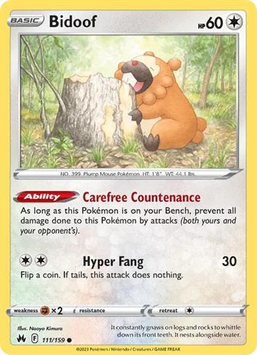 קלף בודד single פוקימון - bidoof - Crown Zenith - 111/159