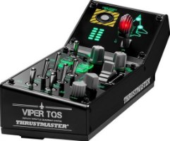 לוח בקרה Thrustmaster Viper Panel – פריט בודד לוח בקרה שחור עם מתגים מוארים ירוקים כפתורים וידית אדומה USB