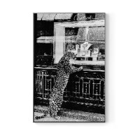 הדפס על קנבס תצלום אופנה וינטג' של צ'יטה בחלון ראווה של קרטייה | צילום אופנה שחור לבן אלגנטי ויוקרתי