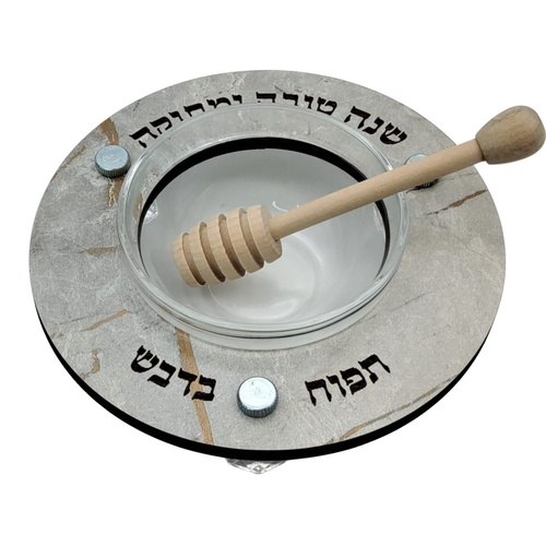 כלי לדבש מעץ דמוי שיש