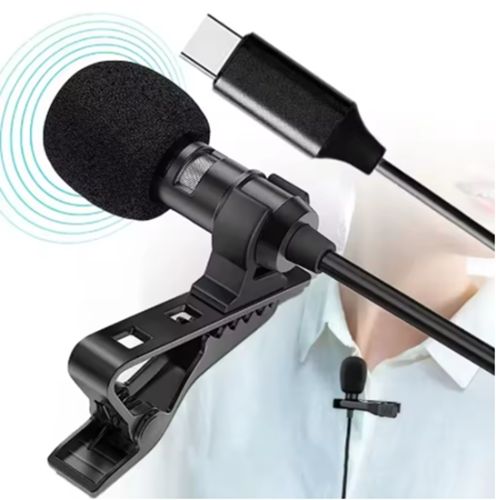 מיקרופון 1.5m Portable USB Mini Lavalier Microphone USB/Type-C Metal Clip Lapel Mic Condenser