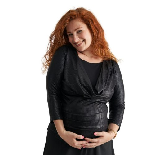 Pregnancy Shirt Plaid Sleeve 3/4 NursingAnywear 