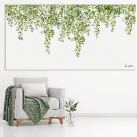 תמונת קנבס גדולה עלים ירוקים מעל ספה