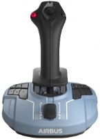 ג'ויסטיק טיסה Thrustmaster TCA SideStick Airbus Edition PC – פריט בודד בצבעי כחול בהיר ושחור מוצג על רקע לבן