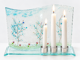 אור לכל בנות הבית 💙🌿- פמוטי זכוכית בעבודת יד