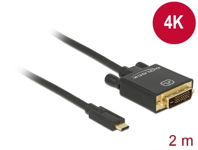 כבל מסך Delock Cable USB Type-C Male To DVI 24+1 male 4K 30 Hz 2 m