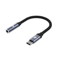 כבל מתאם Miracase MTCA550 Type-C to 3.5mm Adapter – פריט בודד מתאם Type-C עם כבל שזור שחור ומחברים אפורים